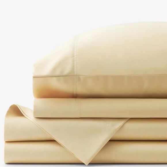 The Company Store Legends Smooth Wrinkle-Free Sateen Sheet Set, Twin, Corn Silk. - Picture 1 of 7